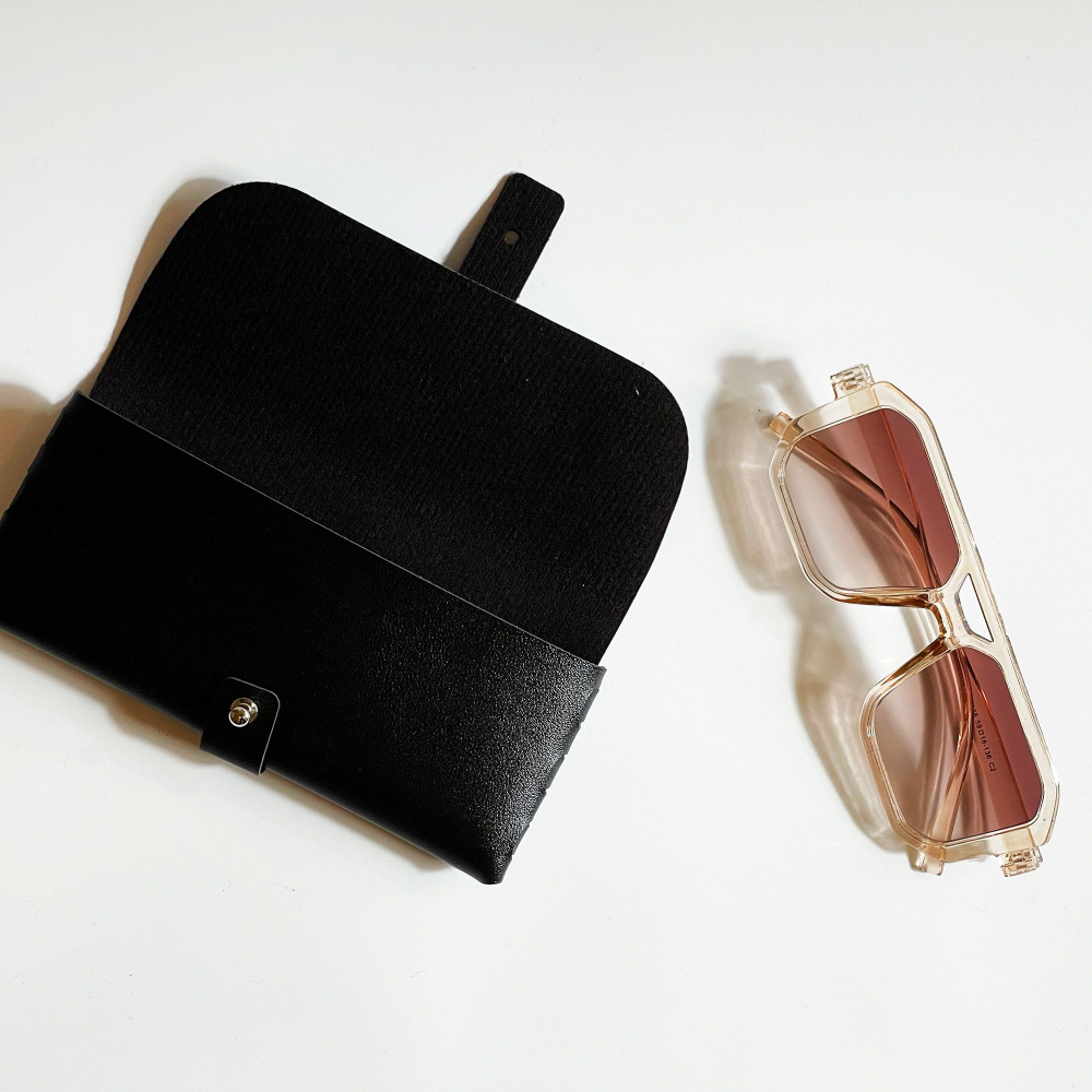 Очки солнцезащитные женские квадратные / модные очки и футляр, коричневый прозрачный  #1