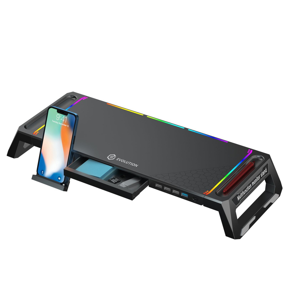 Подставка под монитор с USB хаб EVOLUTION MS200 RGB #1