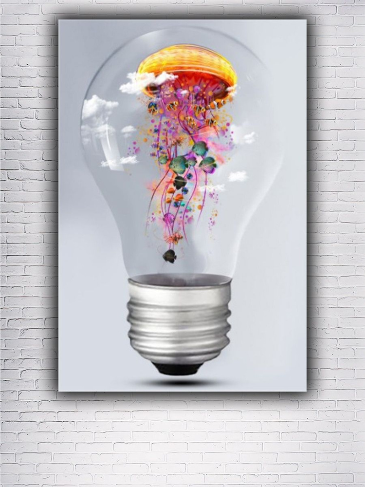 ХитАрт Картина "Медуза в лампочке", 60  х 40 см #1