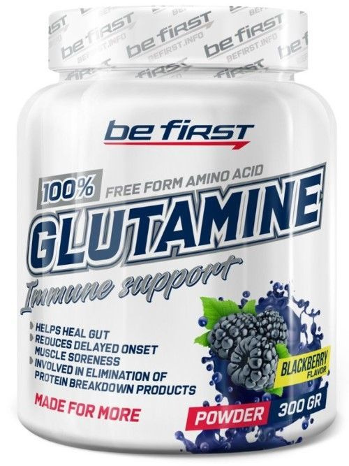 Аминокислота л-глутамин в порошоке Be First Glutamine Powder (глютамин) 300 гр. (Ежевика)  #1