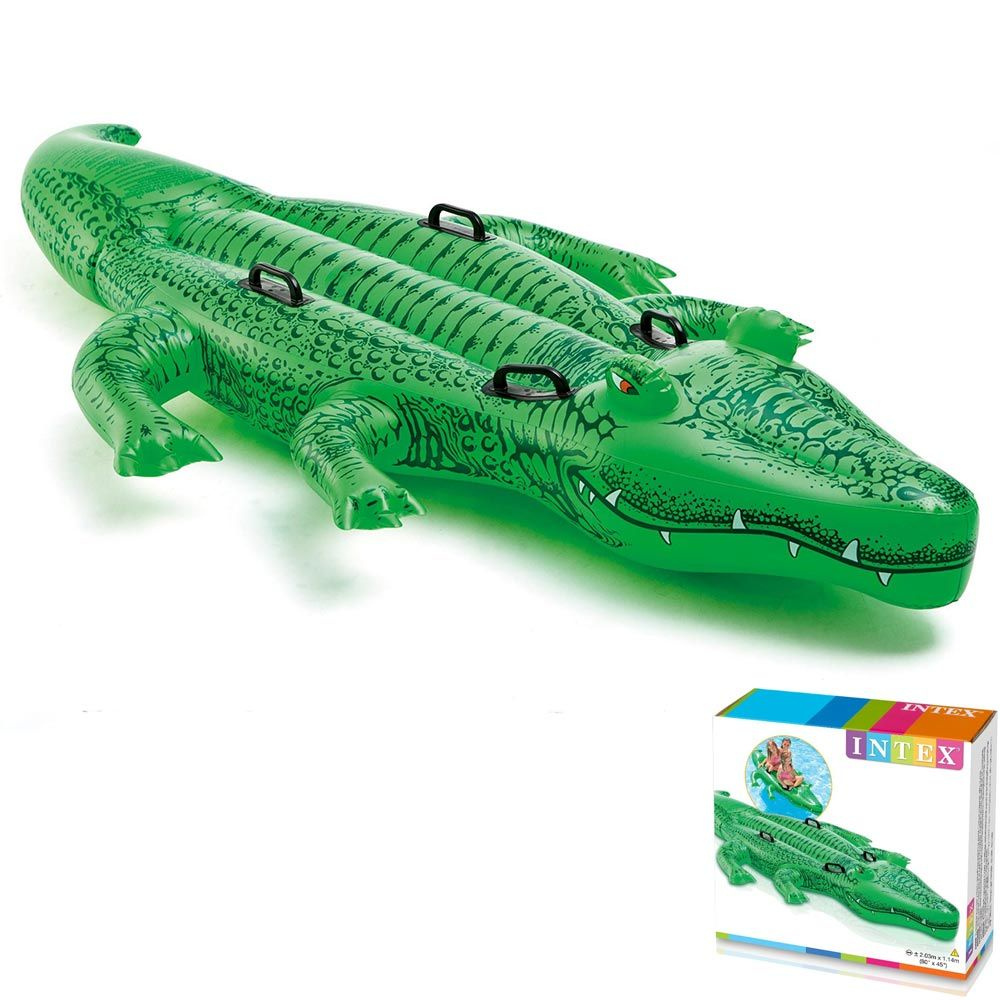 Игрушка надувная 58562 Крокодил с держателем 203х114см от 3лет  #1