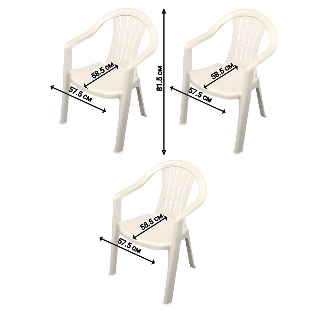 Набор из 3-х пластиковых бежевых стульев 58.5х57.5х81.5 см для кафетерия или столовой, загородного дома, #1