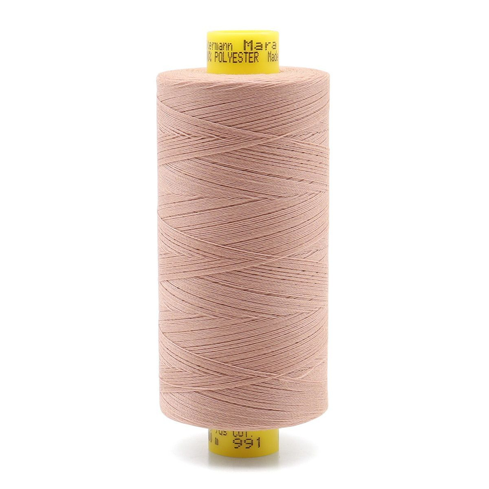 Нитки для шитья, нить промышленная для оверлока Mara № 120/2, 1000 м, 991 розово-бежевая пудра, Gutermann #1