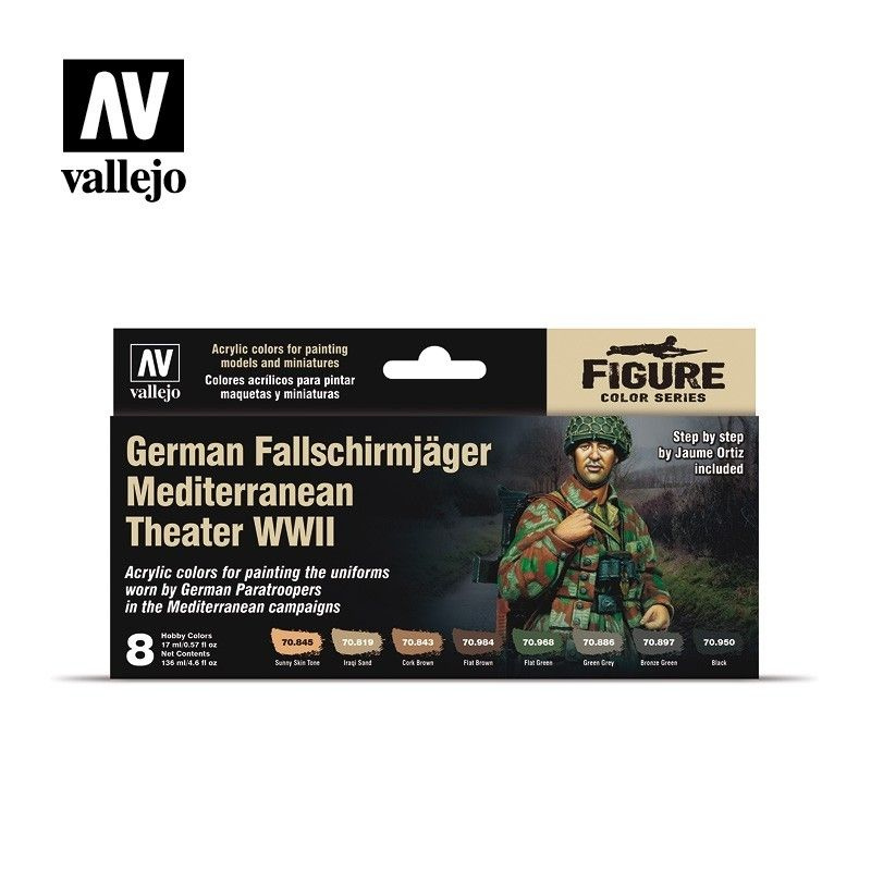 Набор красок для сборных моделей Vallejo, серия Model Color "German Fallschirmj ger Mediterranean Theater #1