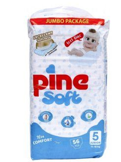 Pine Soft Подгузники JUNIOR, Размер 5 (11-18 кг), 56 шт, JUMBO #1