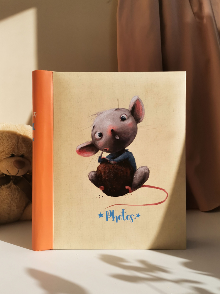 Фотоальбом семейный / детский на 20 магнитных листов 23х28 см, "mice and bunny" Мышка, на спирали  #1
