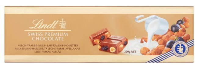 Шоколад Lindt молочный Gold с изюмом и орехами 300г, Швейцария  #1