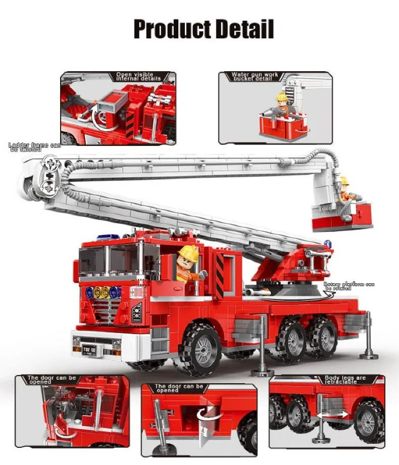 Конструктор Техник Пожарная машина с лестницей ,набор 751 деталь  #1