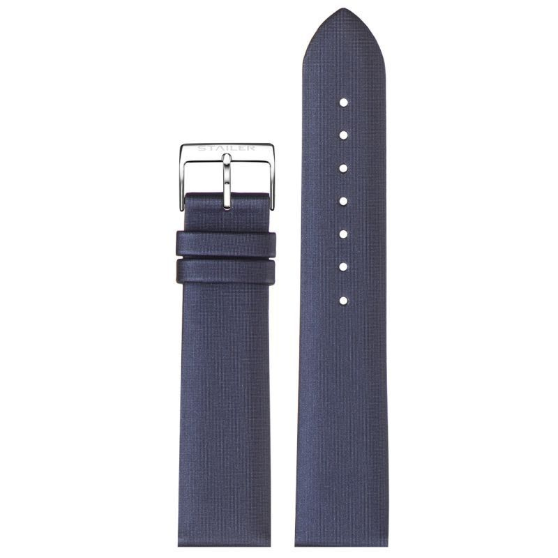 Сатиновый ремешок для часов, Stailer, 20 мм, синий, подкладка Classic Nubuck (кожа нубук), стандартная #1