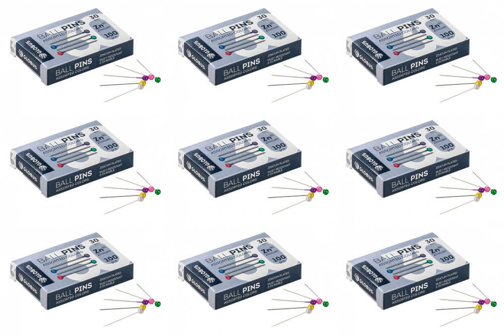 Глобус Булавки для пробковых досок, 30 мм, 100 шт, 9 уп #1