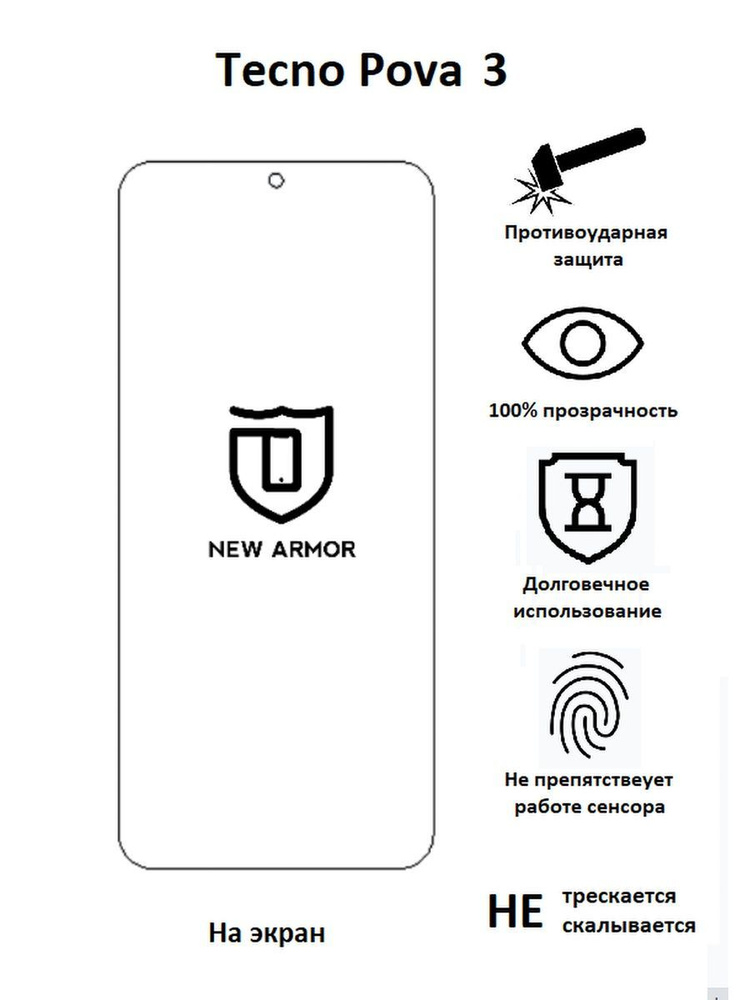Полиуретановая защитная пленка на Tecno Pova 3 / техно Пова 3 #1