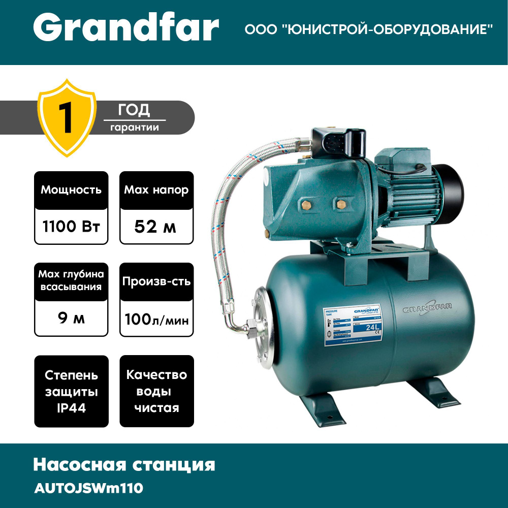 Насосная станция GRANDFAR AUTOJSWm110, 220 л/мин - купить по выгодной цене  в интернет-магазине OZON (998518484)