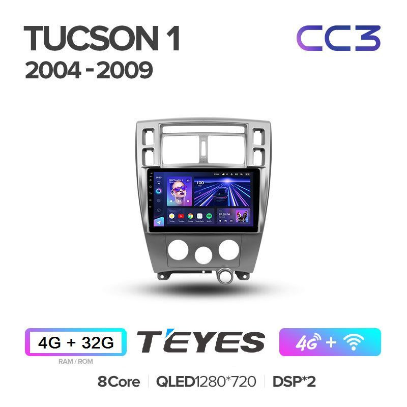 Магнитола Hyundai Tucson Teyes CC3 4/32Гб ANDROID 8-ми ядерный процессор, QLED экран, DSP, 4G модем, #1