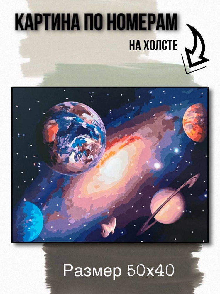 Картина по номерам на холсте с подрамником 50х40 см "Солнечная система"  #1