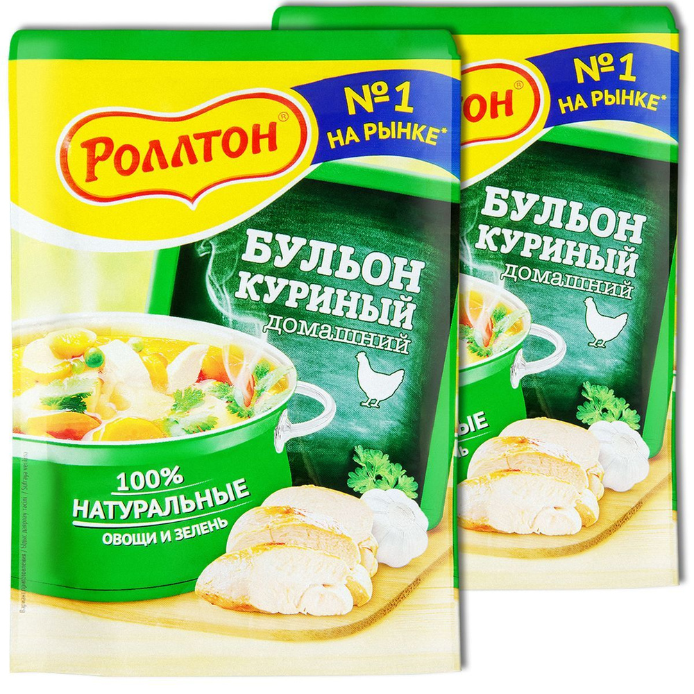 Роллтон Бульон куриный домашний в пакете, 90 г, 2 шт. #1