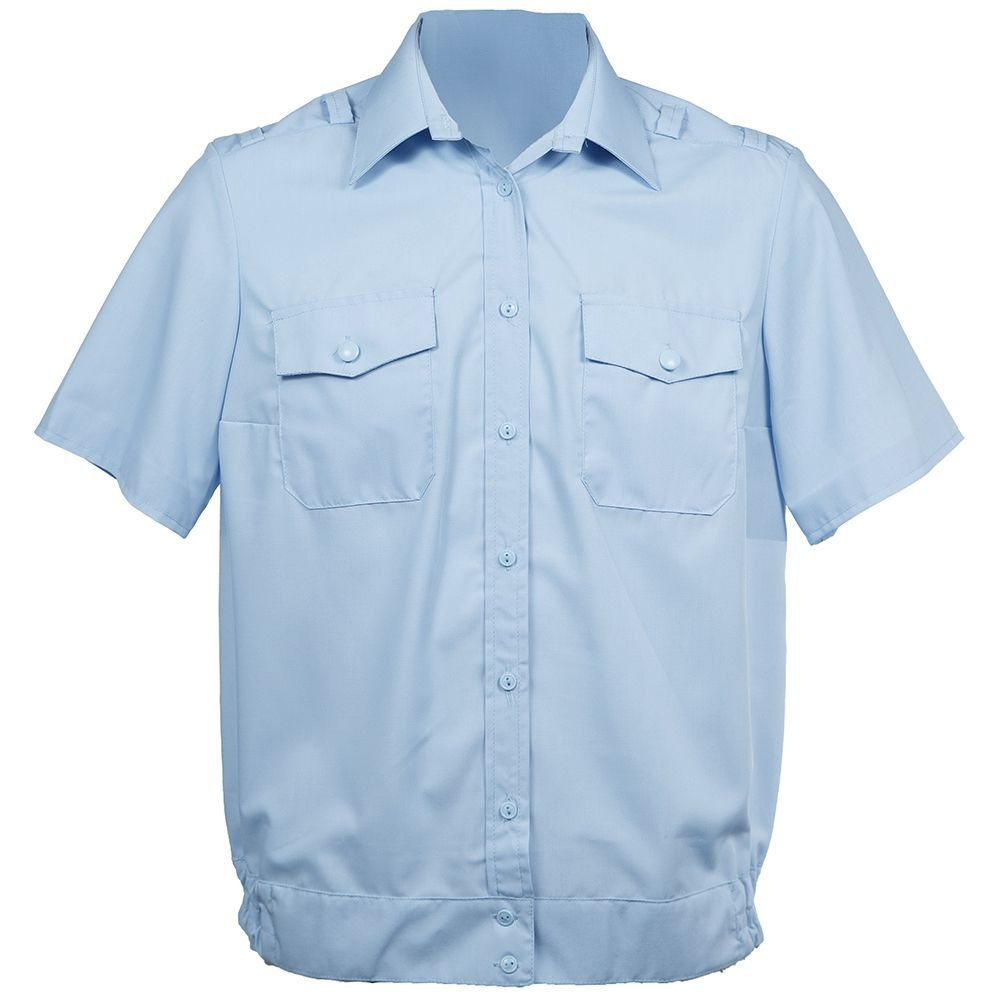 Рубашка женская (блузка) форменная уставная голубая повседневная с липучкой на коротком рукаве для сотрудниц #1