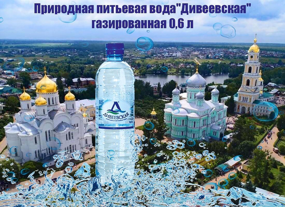 Природная питьевая вода"Дивеевская" газированная 0,6л х 6шт ПЭТ  #1