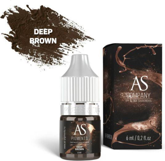 AS Company Пигмент Алины Шаховой для татуажа бровей Deep brown (Глубокий коричневый), 6 мл  #1