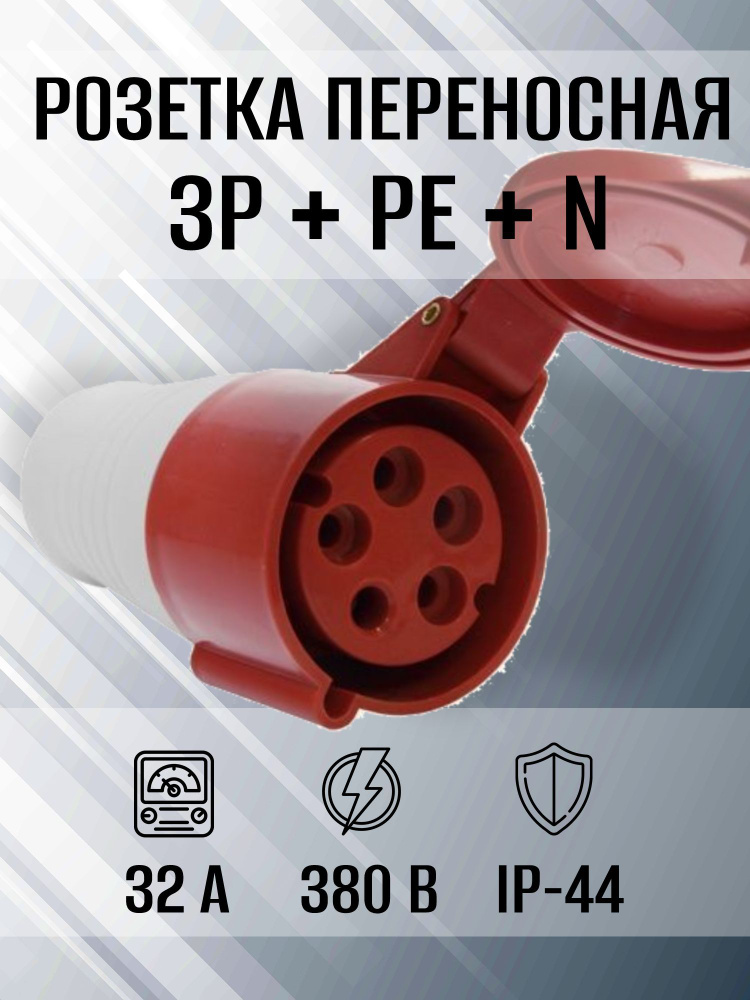 Розетка силовая переносная Texenergo СЭ-225 3Р+PE+N 32А 380B IP44 ...