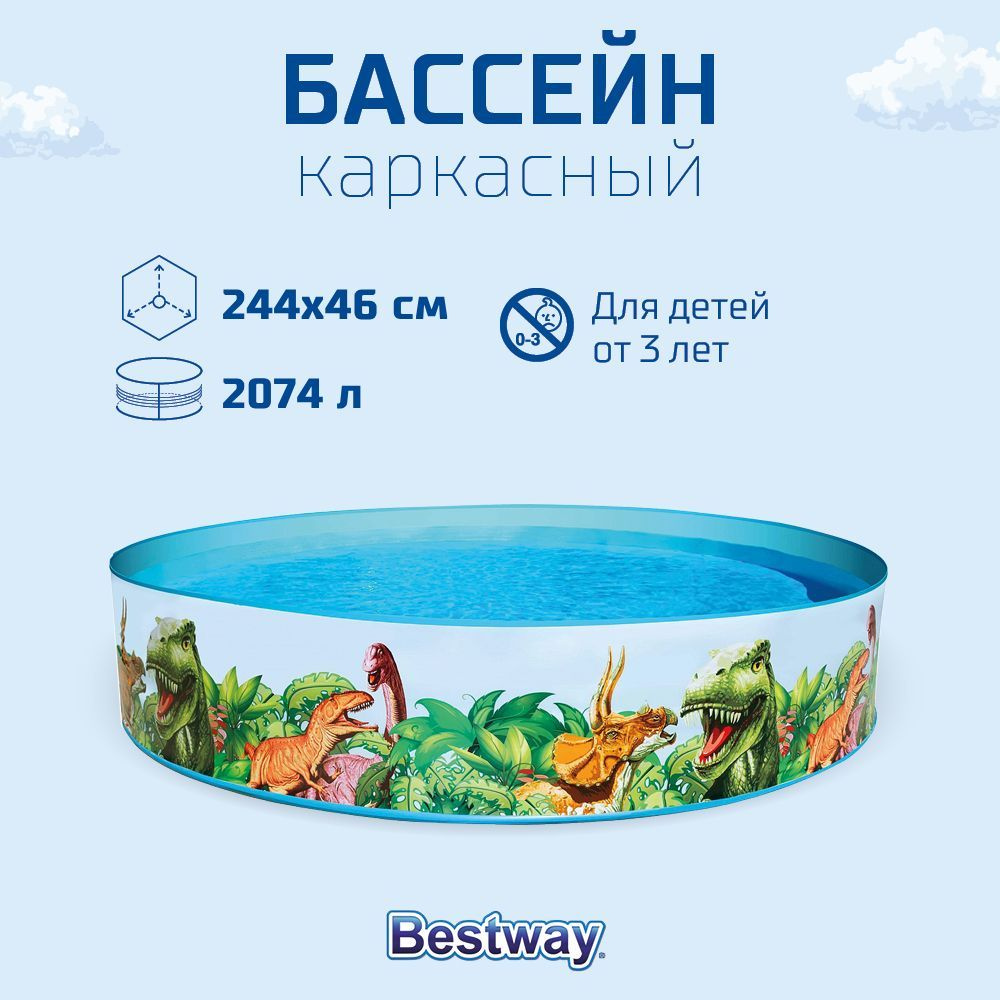 Бассейн каркасный, ПВХ, 244х46см, 2074л, 55001 BESTWAY #1