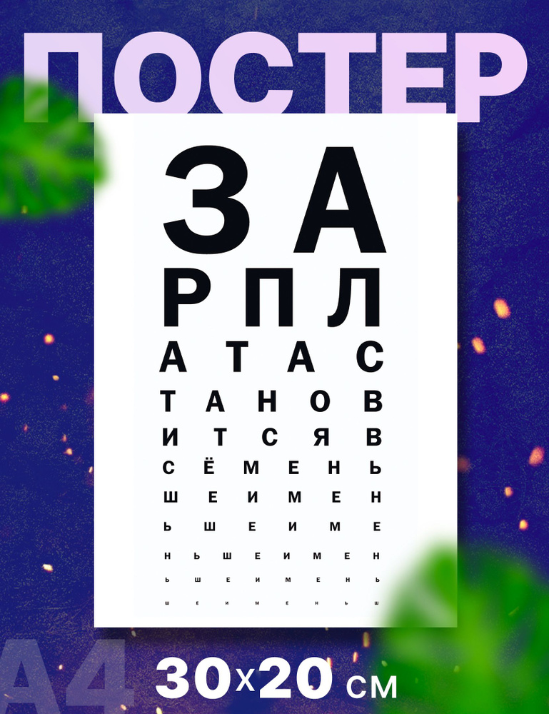 Постер в кабинет окулиста "проверка зрения", А3, 42х30 см #1