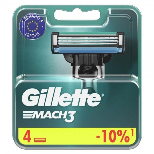 Cменные кассеты Gillette Mach3 для мужской бритвы,4 шт, с 3 лезвиями прочнее, чем сталь, для точного #1