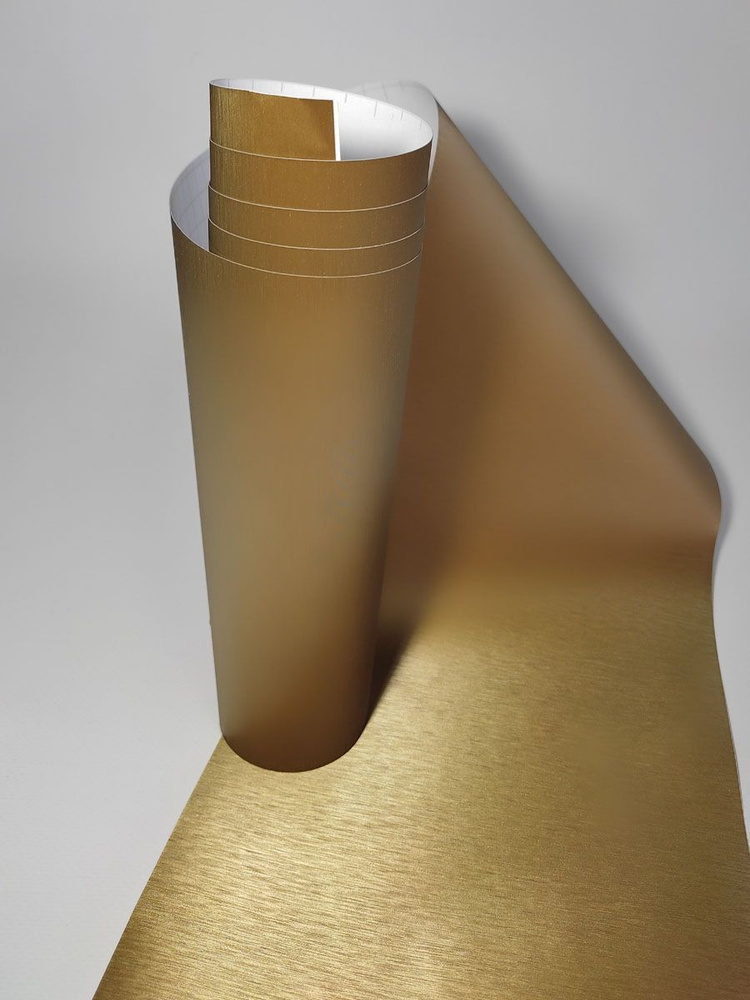Виниловая пленка золотая самоклеящаяся с эффектом шлифованного алюминия 152 х 30 см / Для авто и мебели #1