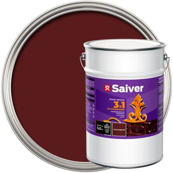 Антикоррозионная эмаль Saiver цвет шоколадный 5.0 кг #1