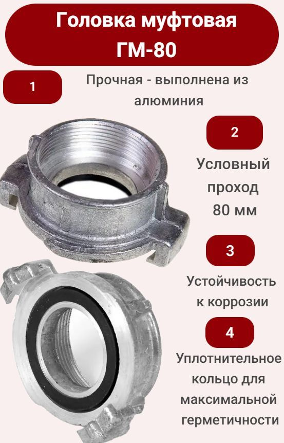 Головка муфтовая напорная ГМ-80, Ду 80 16 бар (алюмин.)