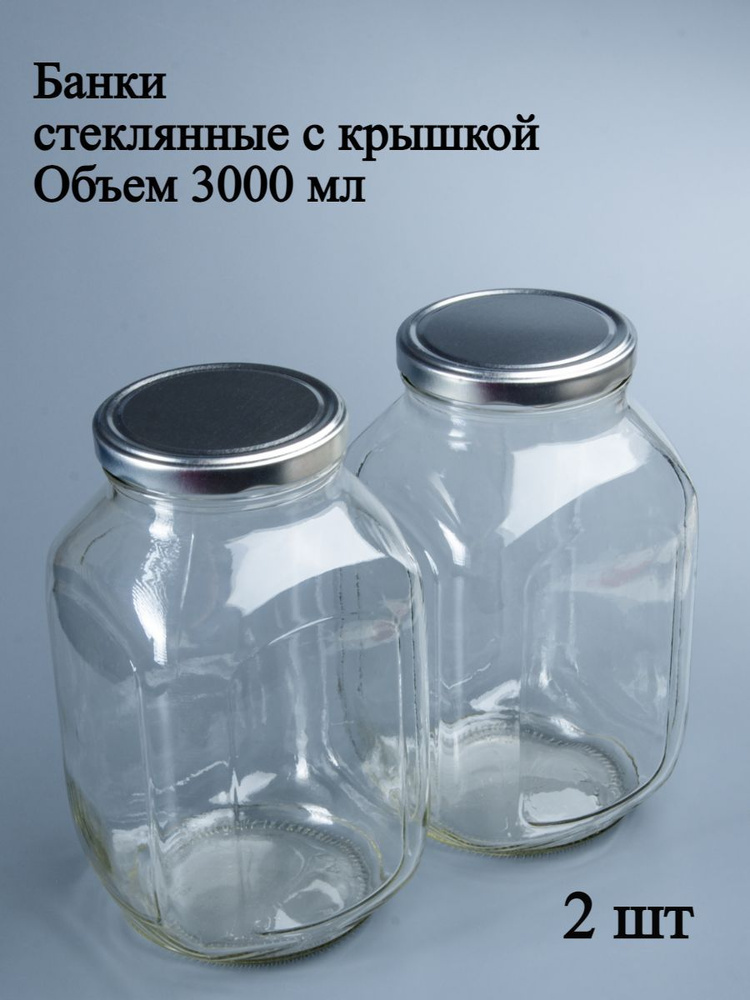 Банка для продуктов универсальная "без принта", 3000 мл, 2 шт  #1