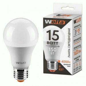 Светодиодная LED лампа Wolta LX лампа ЛОН A60 E27 15W(1620llm) 4000К 4K 121x61x61 30S60BL15E27 (упаковка #1