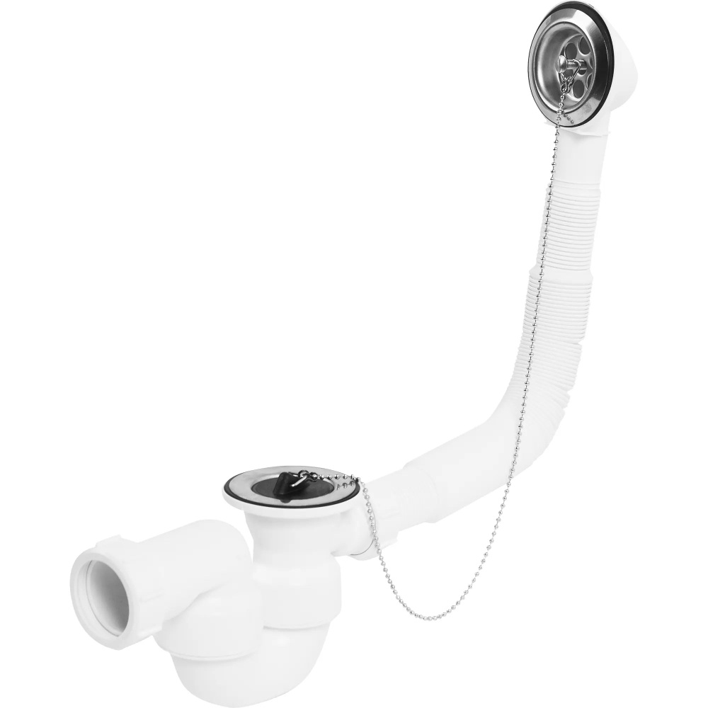 Сифон для ванны с пробкой, с раздвижным переливом 310-720мм  #1