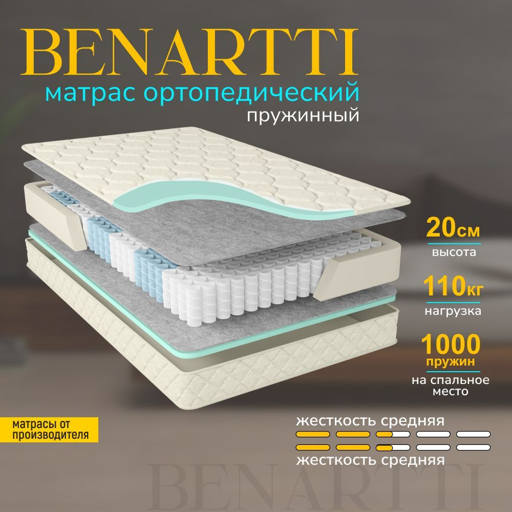 Матрас 165х200 ортопедический пружинный, Benartti Optimal Soft S1000 Независимые пружины  #1