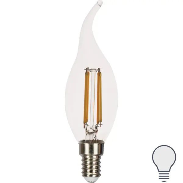 Лампа светодиодная Gauss LED Filament E14 11 Вт свеча на ветру прозрачная 750 лм, нейтральный белый свет #1