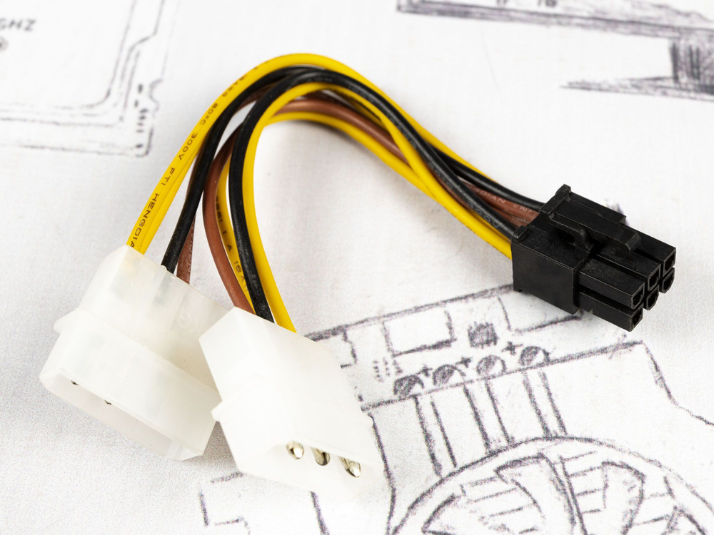 Переходник для блока питания 2x Molex (M) - PCI-E 6pin (F) - купить с ...