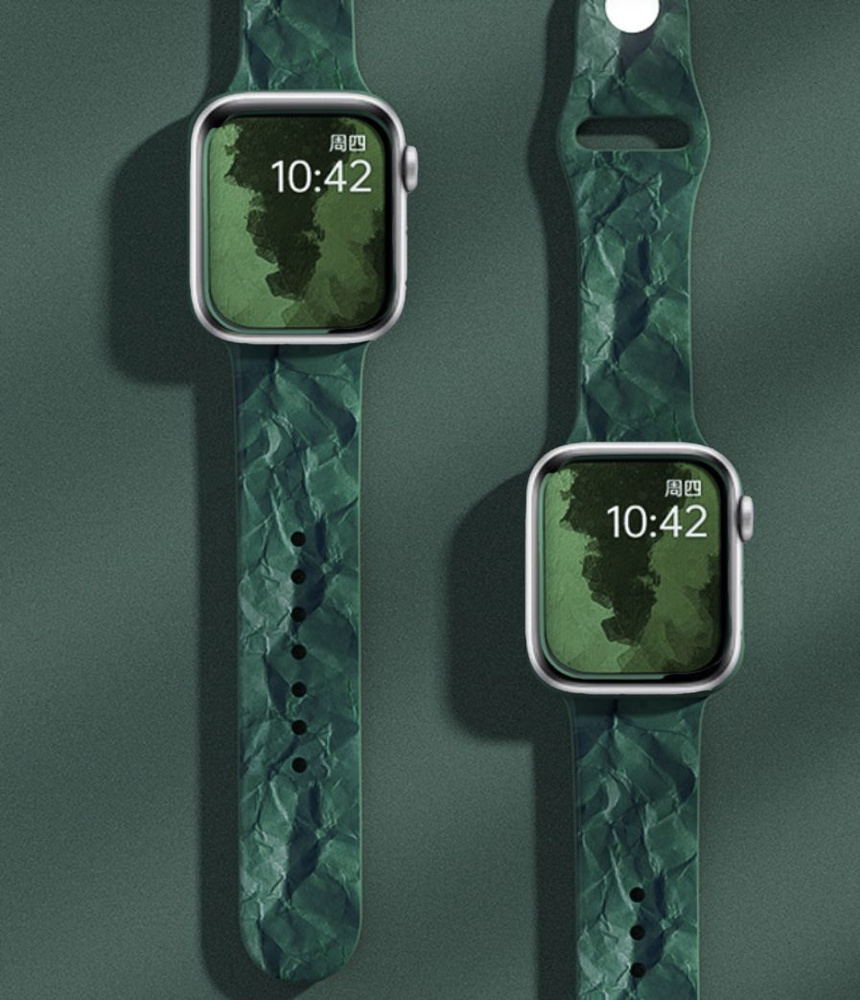 Силиконовый ремешок для Apple Watch 38 мм/40/41 mm, размер ML series 1 2 3 4 5 6 7 8 /SE/SE 2022, зеленый #1