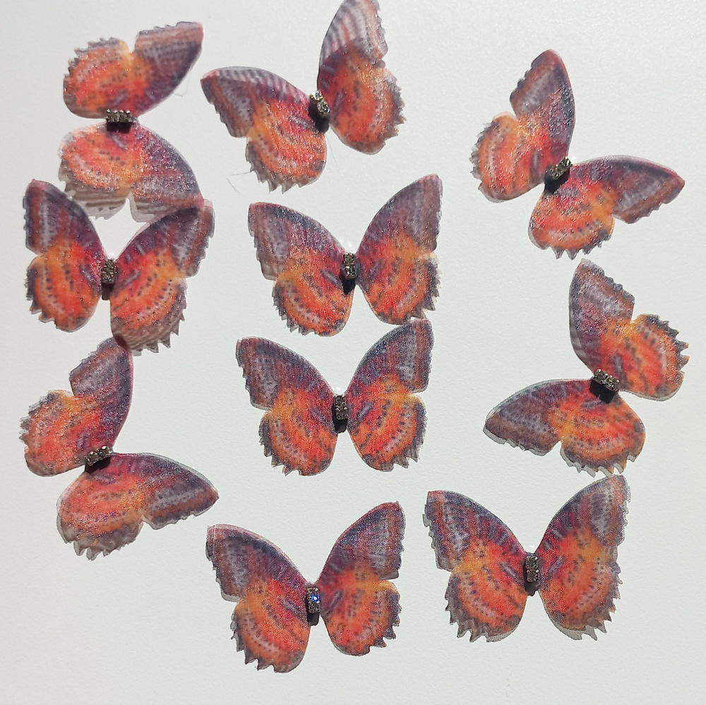 Декоративные бабочки со стразами 3х2,5см 10 штук. #1
