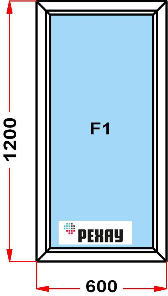 Окно пластиковое, профиль РЕХАУ BLITZ (1200 x 600), не открывающееся, стеклопакет из 2х стекол  #1