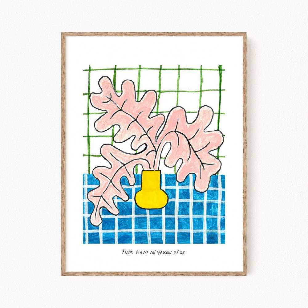 Постер "Pink Plant in Yellow Vase", 21х30 см #1