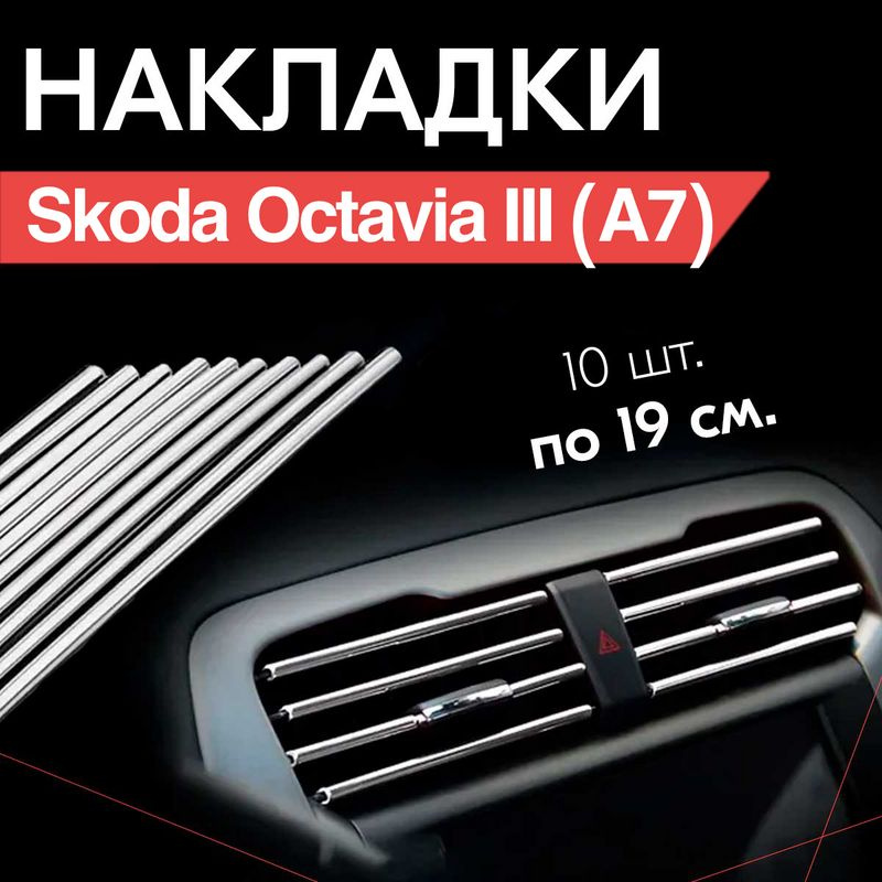 Молдинг декоративный для Skoda Octavia III (A7) / Шкода Октавия 3 (А7), тюнинг салона / Накладки на дефлекторы, #1