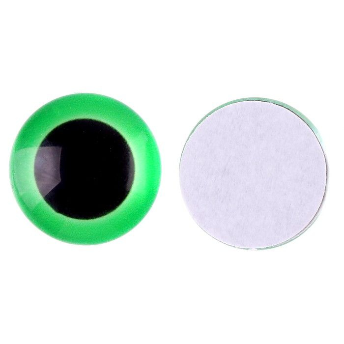 Глаза на клеевой основе, набор 10 шт., размер 1 шт. 12 мм, цвет зелёный  #1
