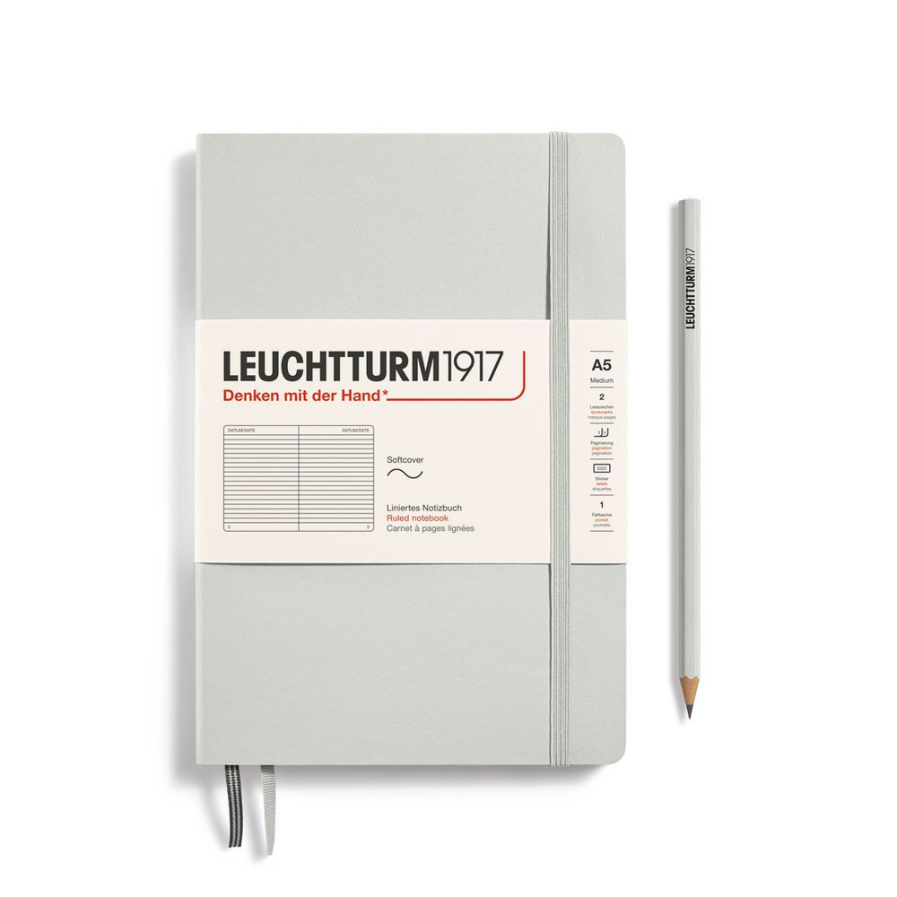 Блокнот Leuchtturm1917 A5, мягкая обложка, светлый серый, в линейку  #1