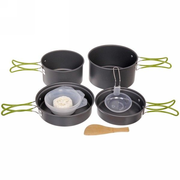 Набор посуды походной (2 котелка 1л, 1.5л с крышкой-сковородой Caps303, 4 миски, лопатка)  #1