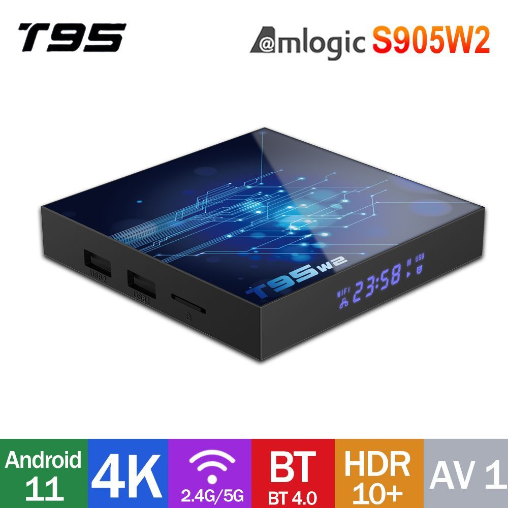 Медиаплеер T95 W2, USB, RJ-45 Ethernet, черный, Android купить по низкой  цене с доставкой в интернет-магазине OZON (1152953398)