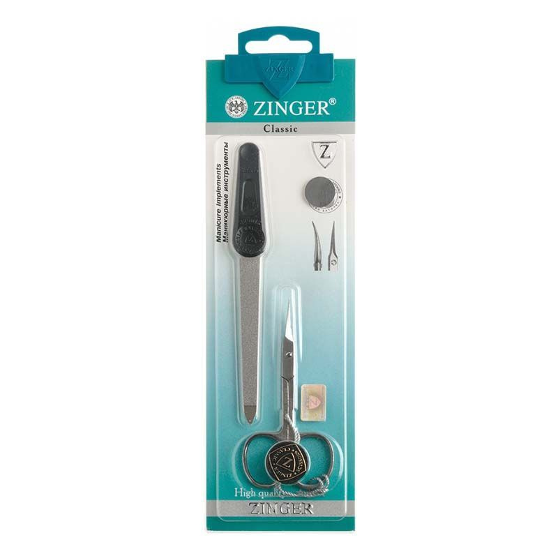 Zinger Набор для маникюра Sis-13-S (ножницы для кутиулы; алмазная пилка), маникюрный инструмент серии #1