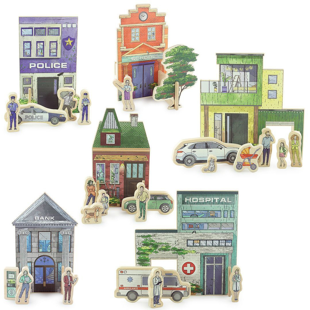 Nobikum Игровой набор Город деревянные развивающие игрушки для детей  #1