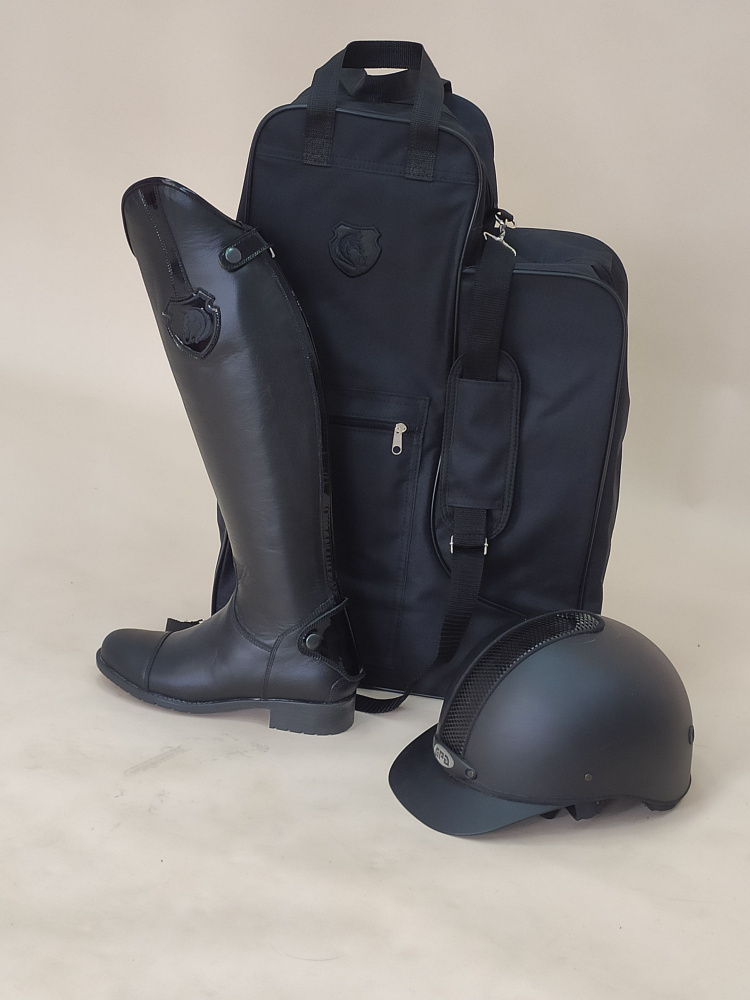 Сумка-Чехол для конных сапог с карманом для перчаток и отделением под шлем цвет черный, с черной отсрочкой #1