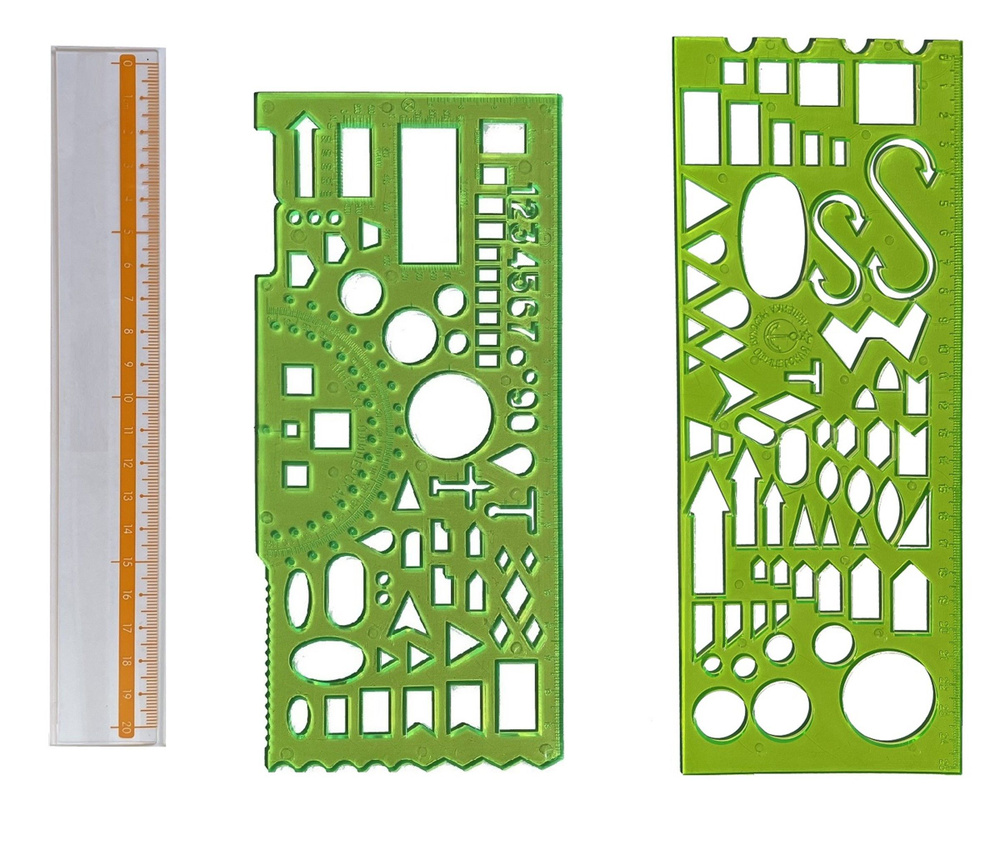 Набор линеек офицерских, 3 шт, Линейка 20 см, прозрачная + зеленая + морская зеленая  #1