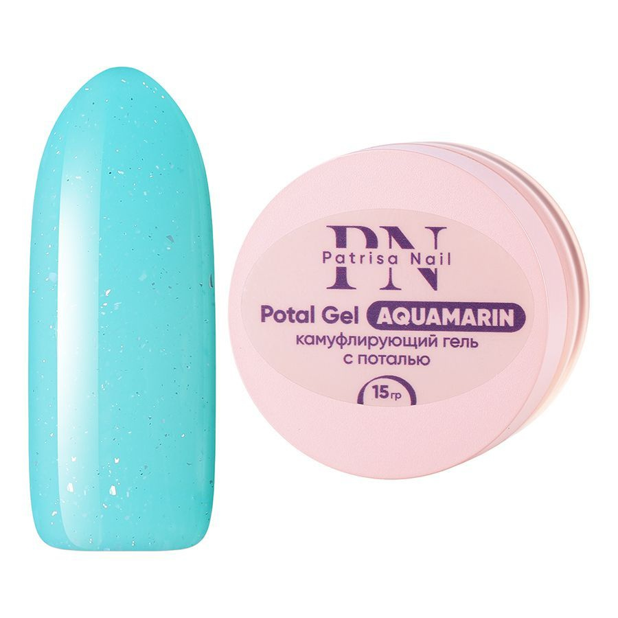 Patrisa Nail Potal Aquamarin Гель для наращивания и моделирования ногтей цветной с поталью, для укрепления, #1