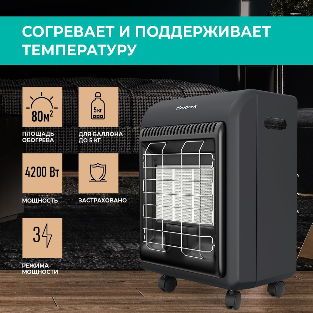 Обогреватель Timberk Газовый керамический TGH 4200 SM1 купить по выгодной  цене в интернет-магазине OZON (352929844)